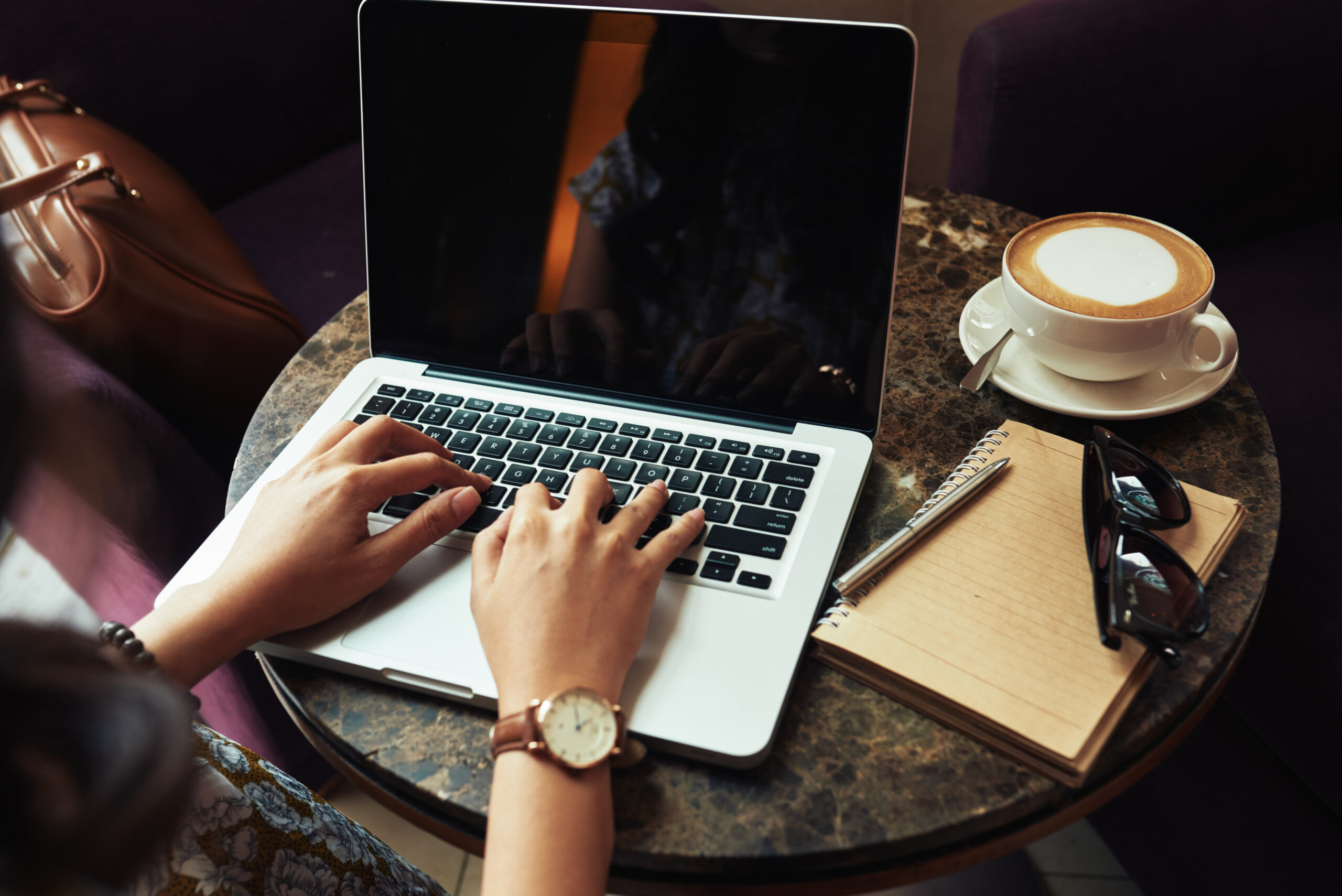 Hands of woman searching information on the internet